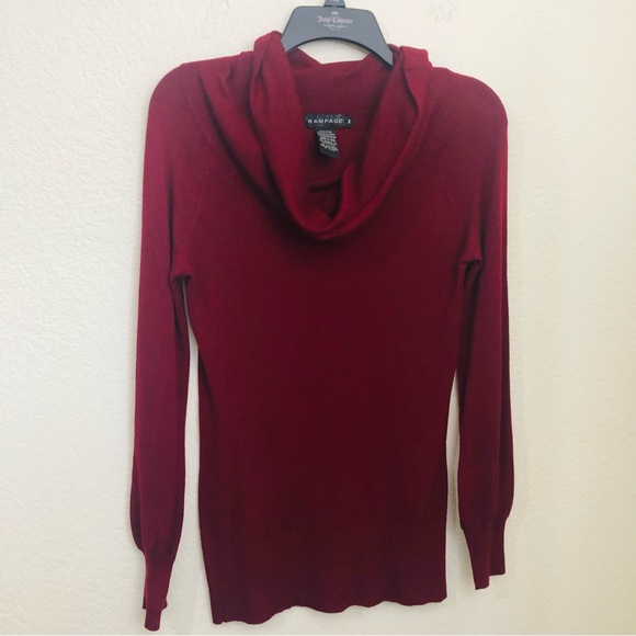 RAMPAGE Juniors Cowlneck Sweater Long Sleeve Wine Red Basic Pullover - Picture 2 of 9